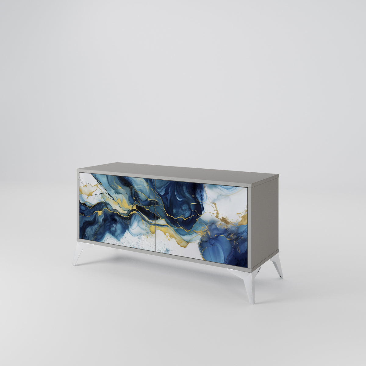 INKY MARBLE Kompakt TV-bänk med 2 dörrar