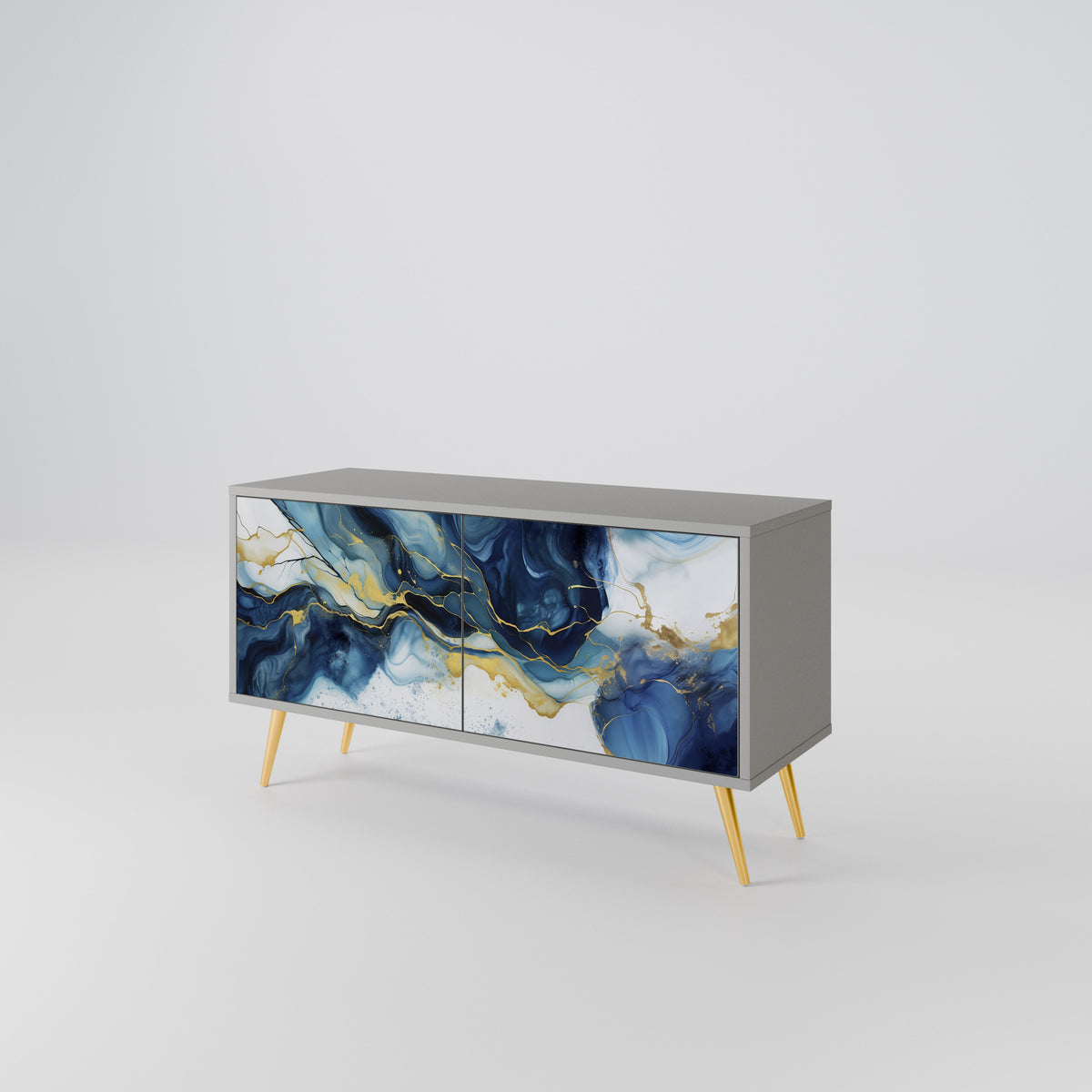 INKY MARBLE Kompakt TV-bänk med 2 dörrar
