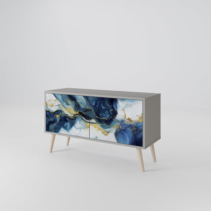 INKY MARBLE Kompakt TV-bänk med 2 dörrar