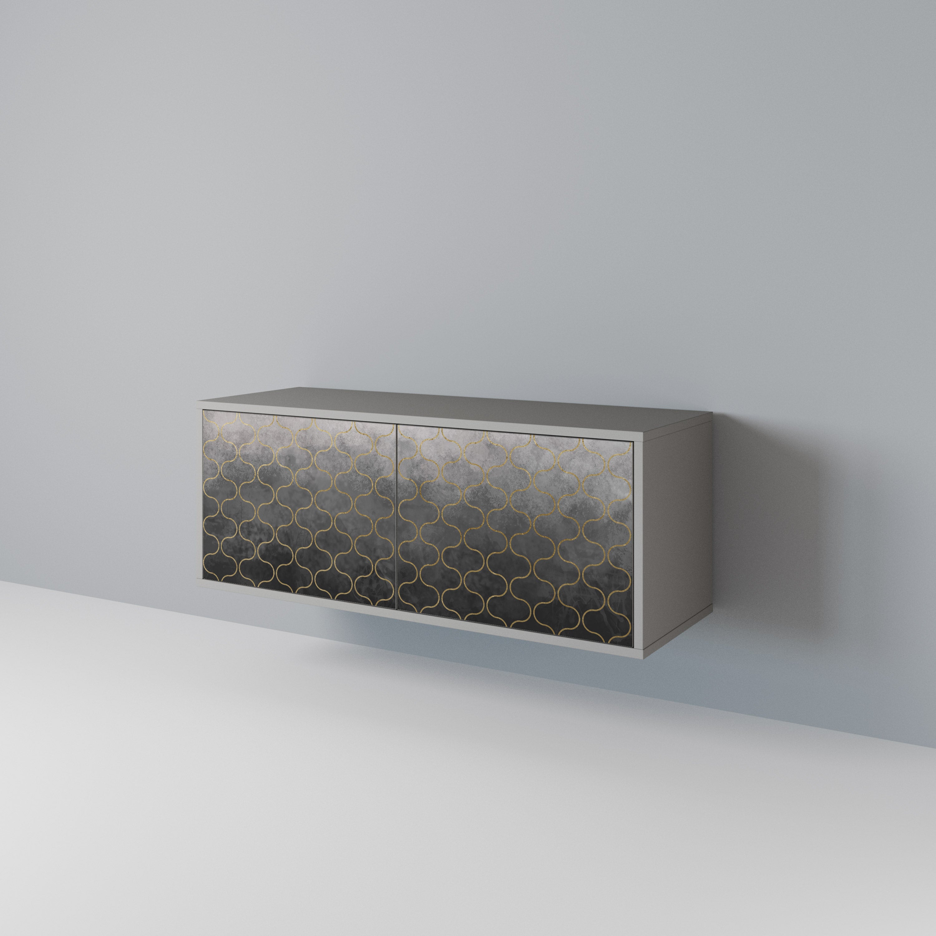 TESSELATED GRAYISH Compact 2-Door TV Cabinet