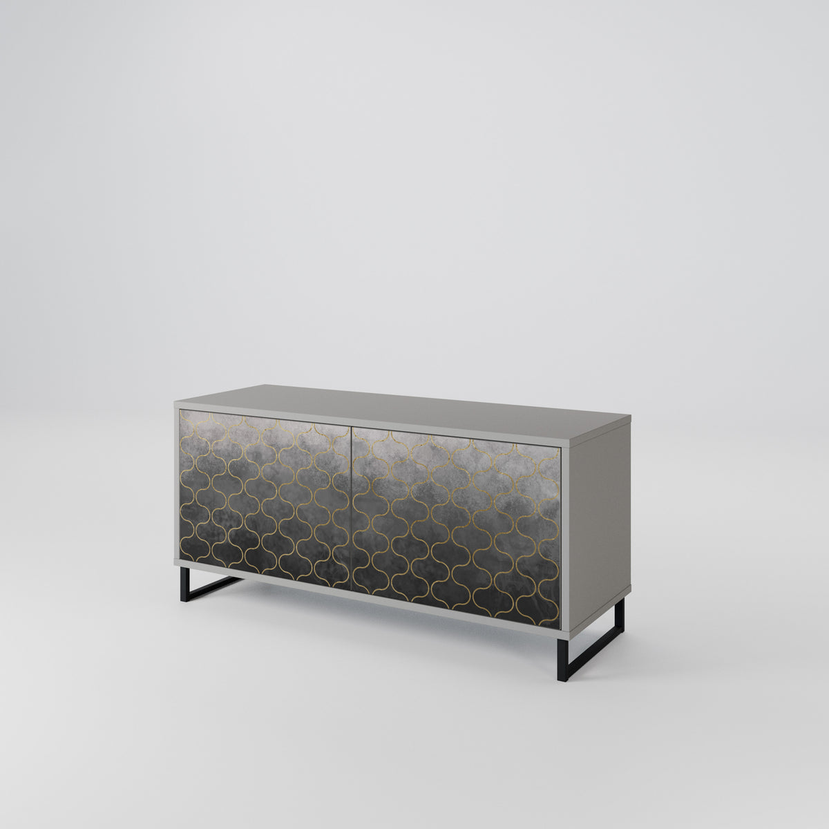 TESSELATED GRAYISH Kompakt TV-bänk med 2 dörrar