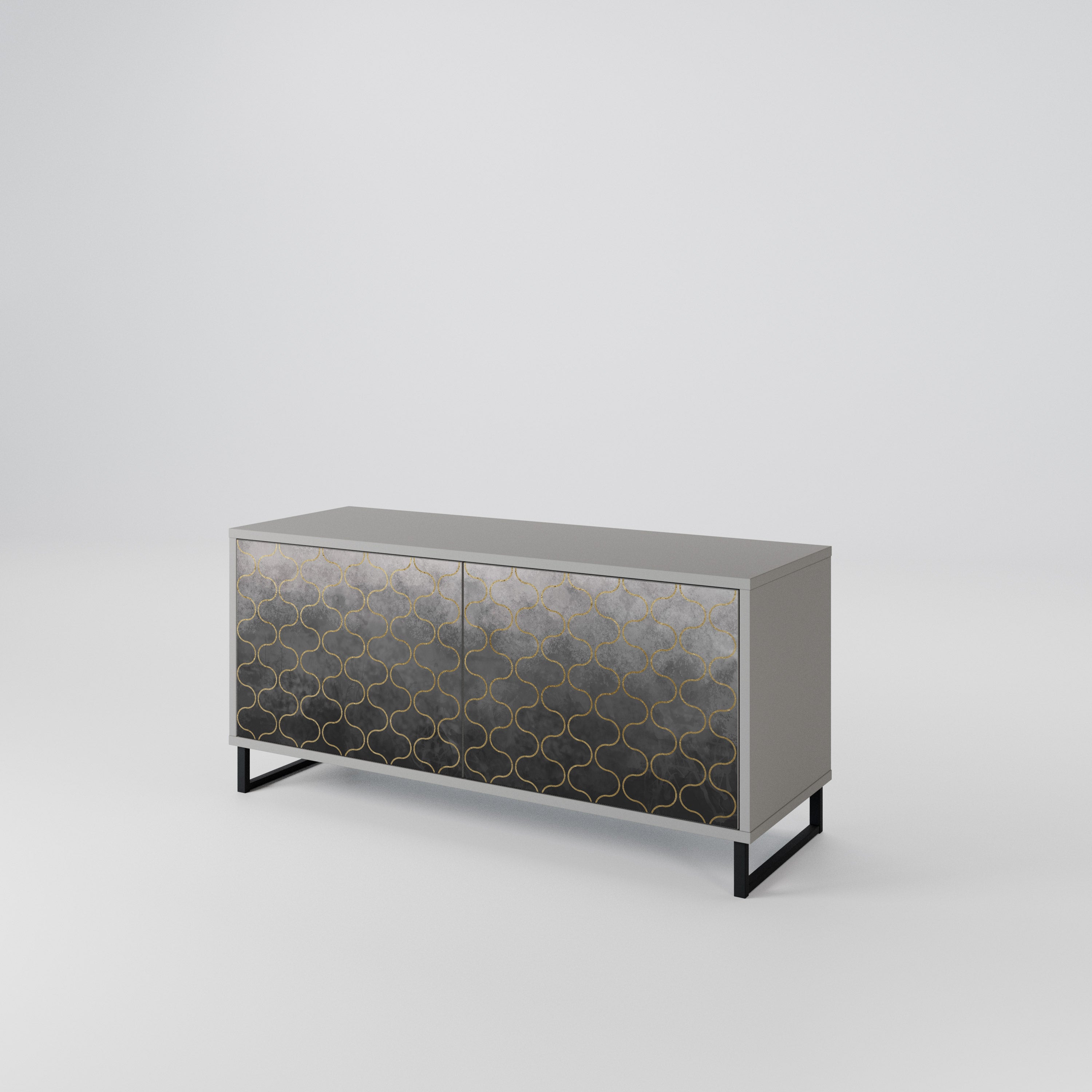 TESSELATED GRAYISH Compact 2-Door TV Cabinet