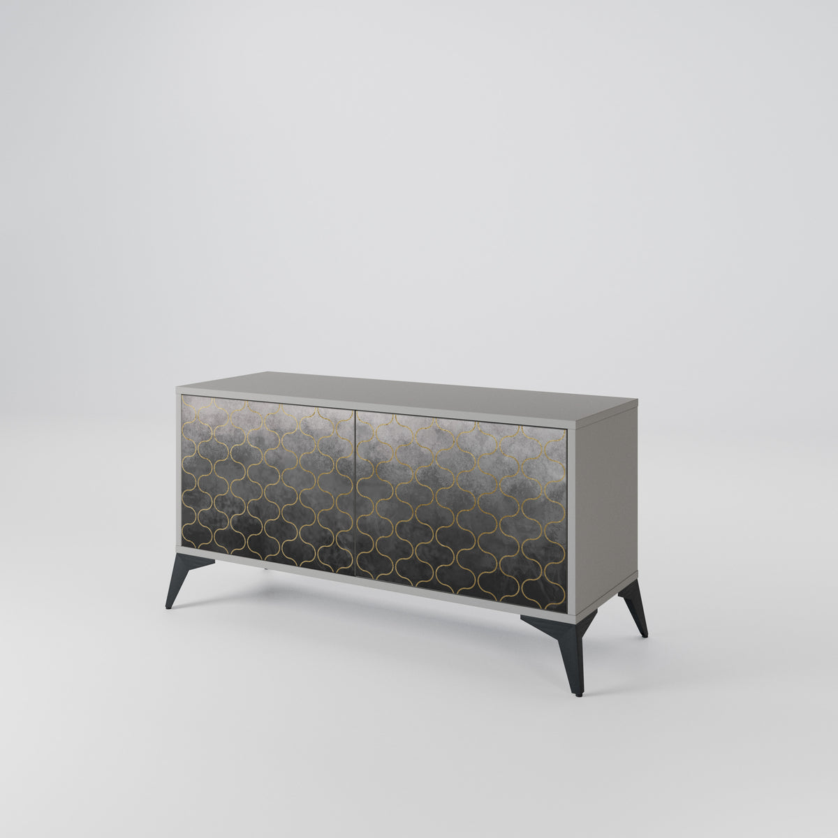 TESSELATED GRAYISH Kompakt TV-bänk med 2 dörrar