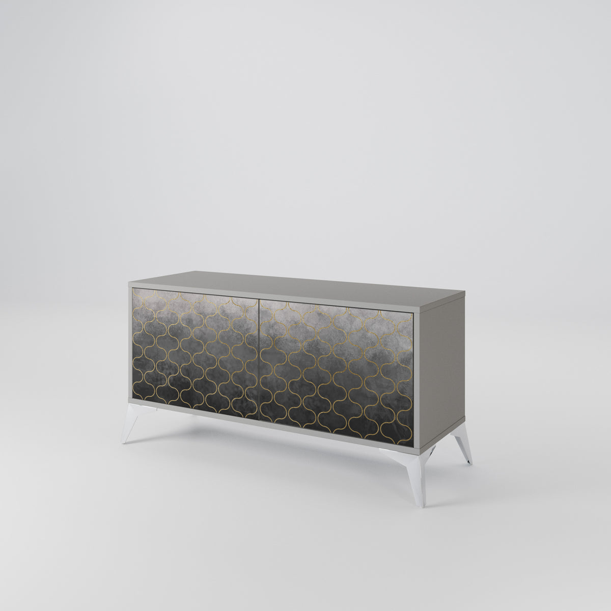 TESSELATED GRAYISH Kompakt TV-bänk med 2 dörrar