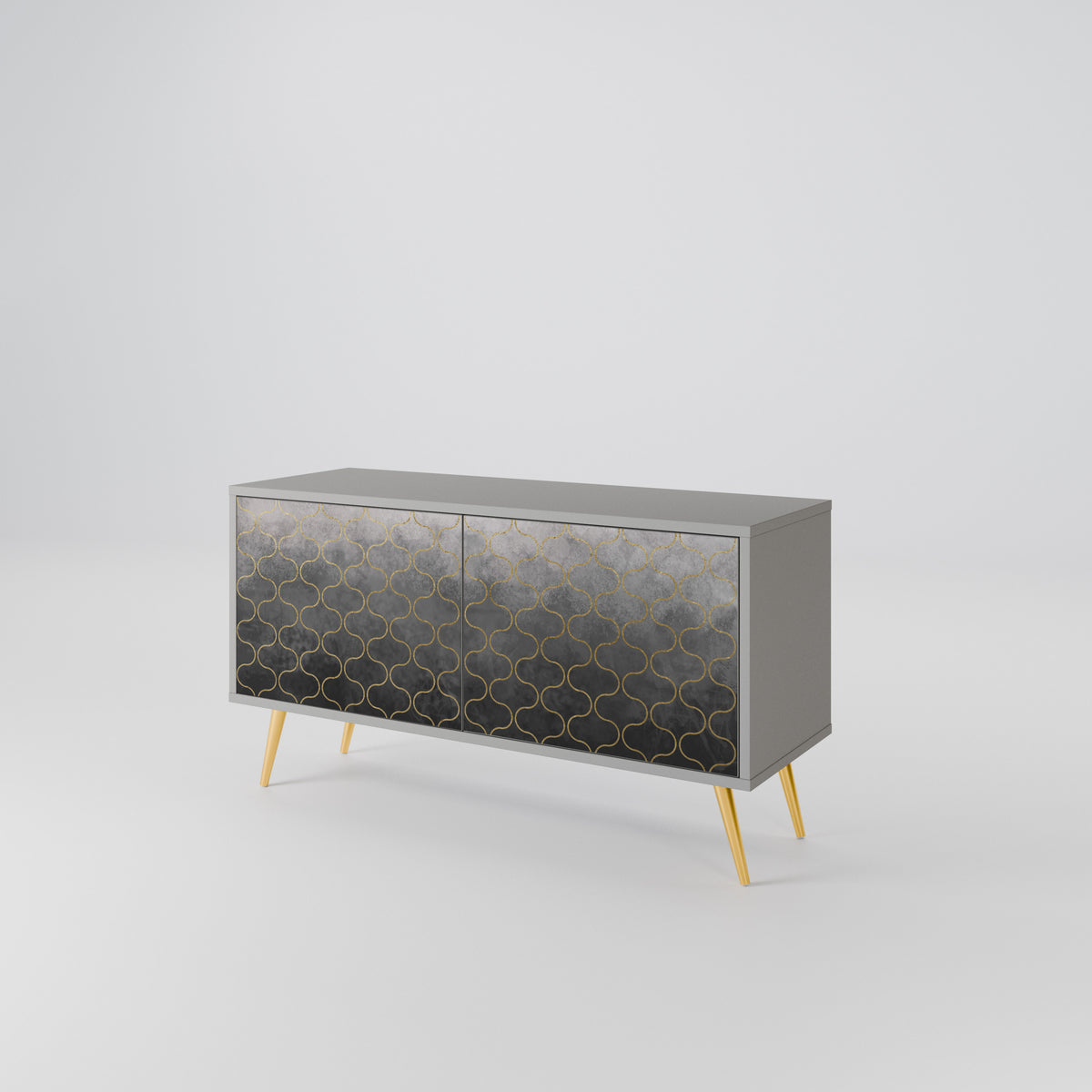 TESSELATED GRAYISH Kompakt TV-bänk med 2 dörrar