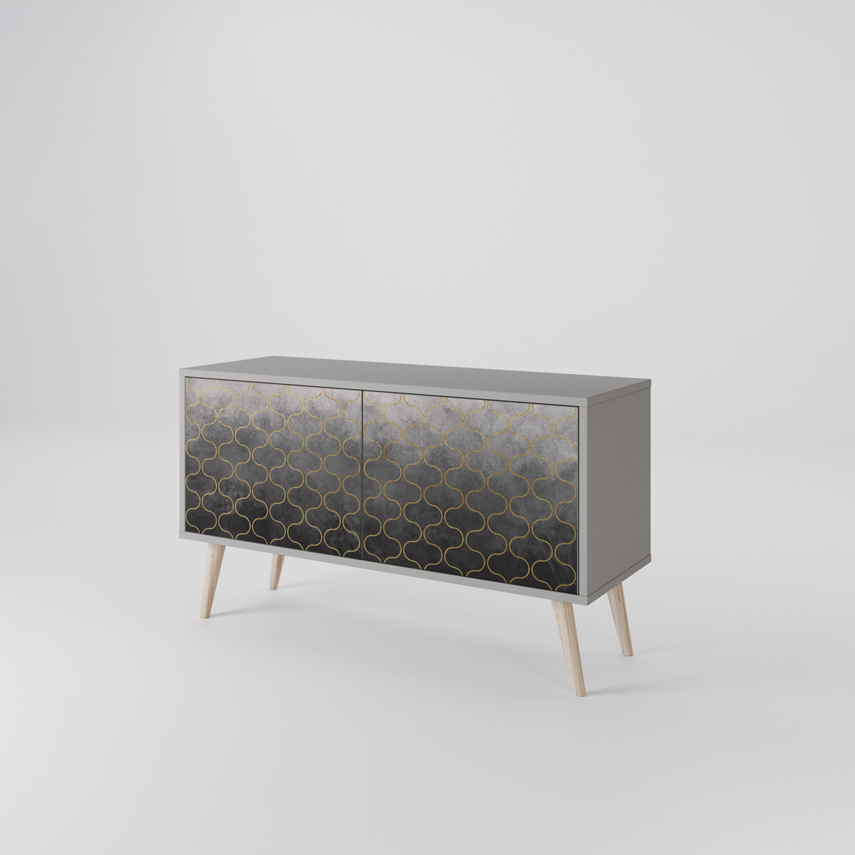 TESSELATED GRAYISH Kompakt TV-bänk med 2 dörrar