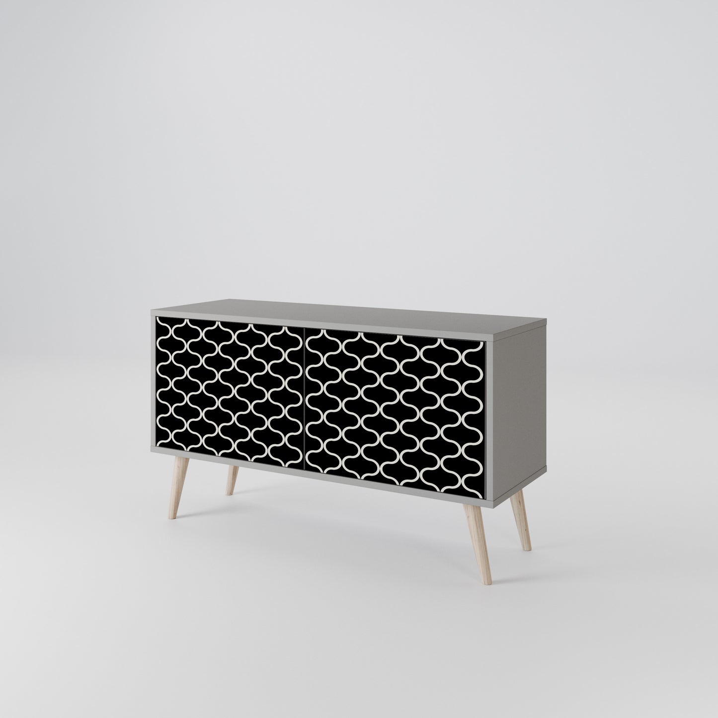 TESSELATED BLACKNESS Kompakt TV-bänk med 2 dörrar