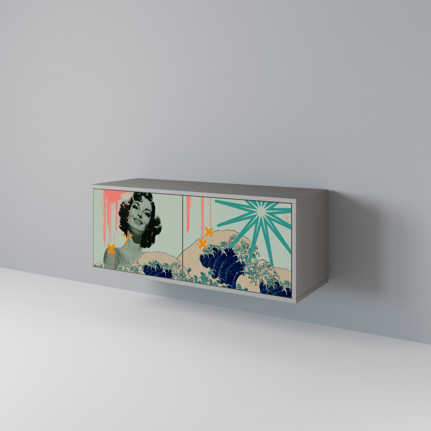 KANAGAWA BEAUTY Kompakt TV-bänk med 2 dörrar