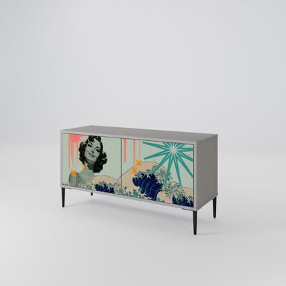 KANAGAWA BEAUTY Kompakt TV-bänk med 2 dörrar