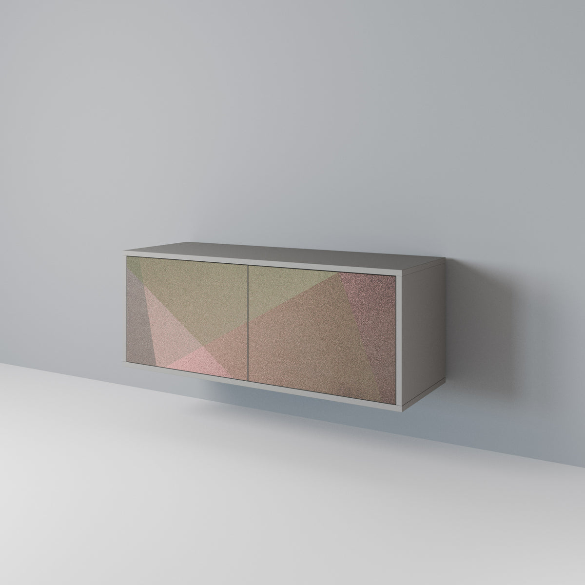 BEIGE GEOMETRY Kompakt TV-bänk med 2 dörrar