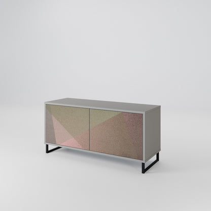 BEIGE GEOMETRY Kompakt TV-bänk med 2 dörrar