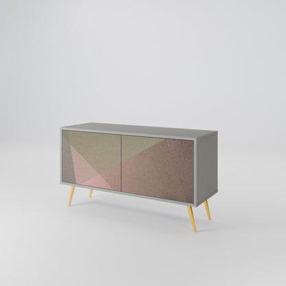 BEIGE GEOMETRY Kompakt TV-bänk med 2 dörrar