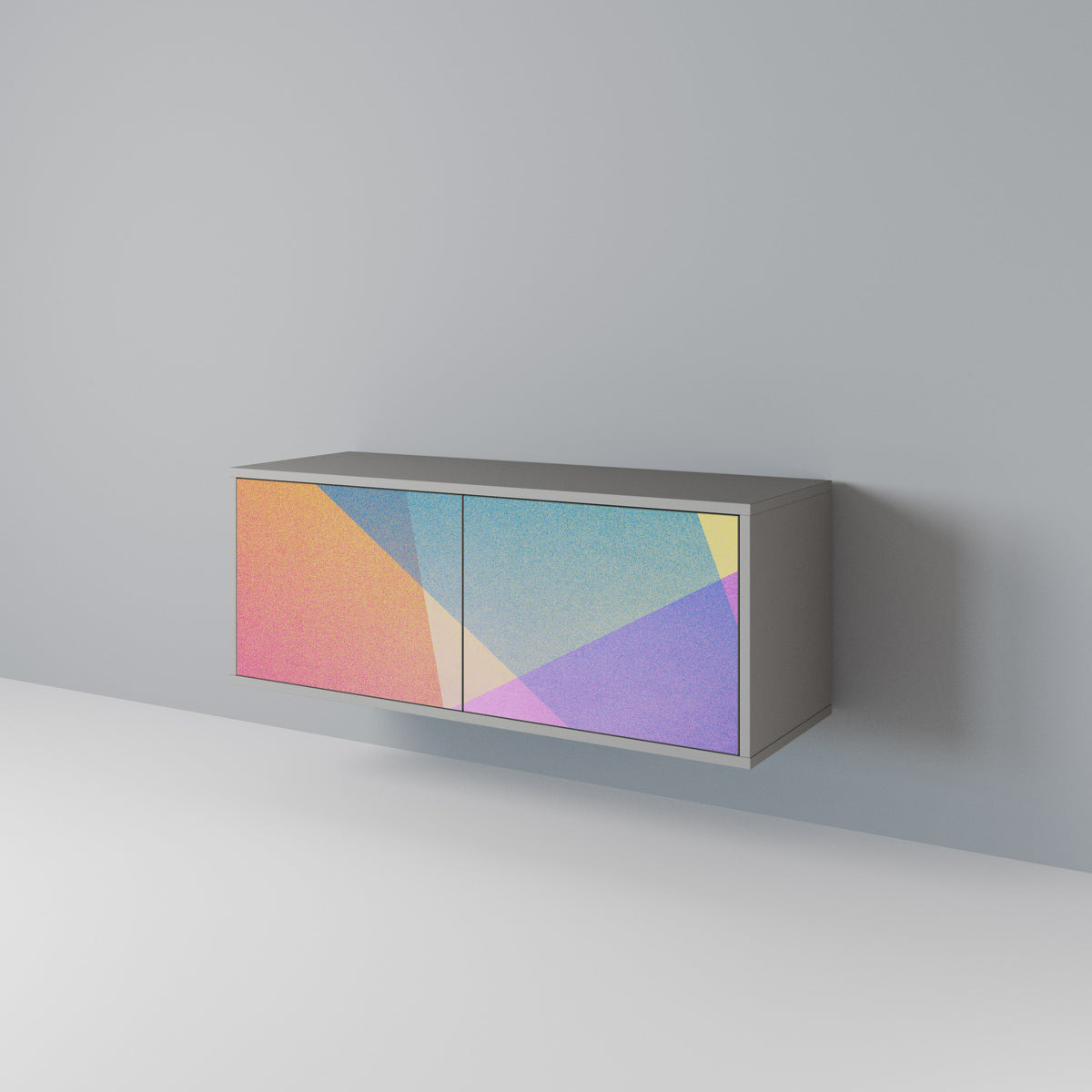 BRIGHT GEOMETRY Kompakt TV-bänk med 2 dörrar