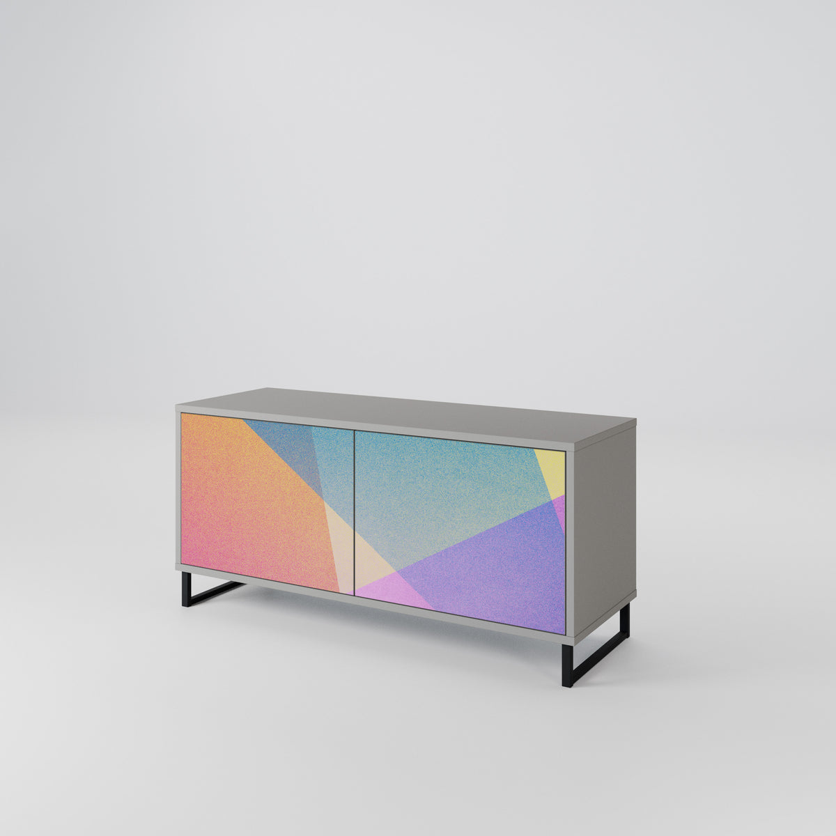 BRIGHT GEOMETRY Kompakt TV-bänk med 2 dörrar