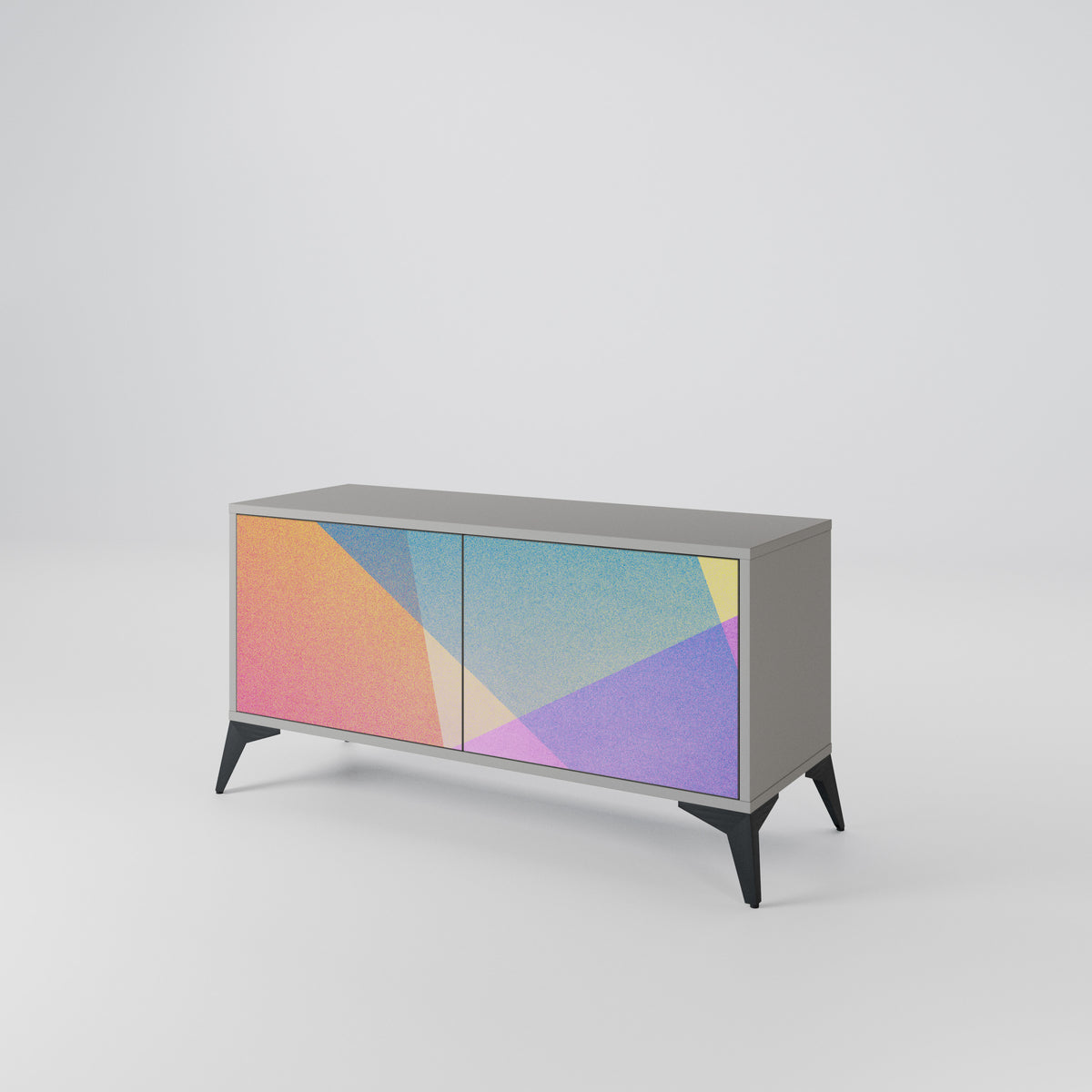 BRIGHT GEOMETRY Kompakt TV-bänk med 2 dörrar