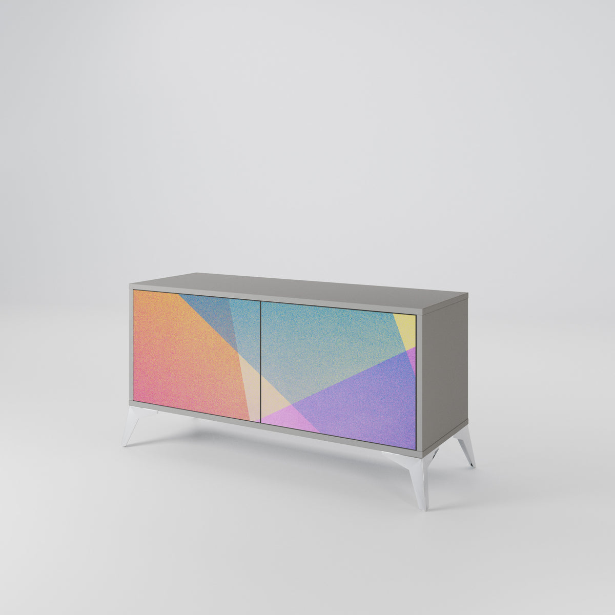 BRIGHT GEOMETRY Kompakt TV-bänk med 2 dörrar