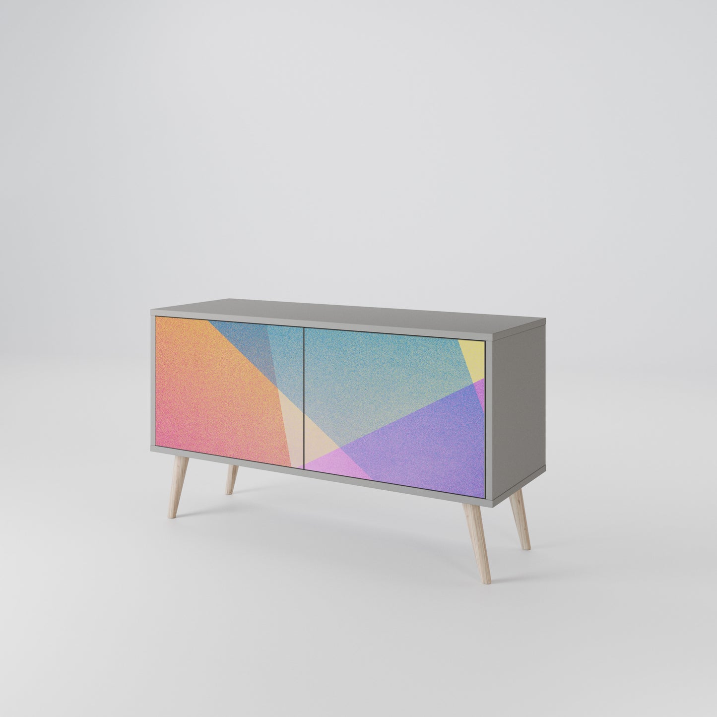 BRIGHT GEOMETRY Kompakt TV-bänk med 2 dörrar