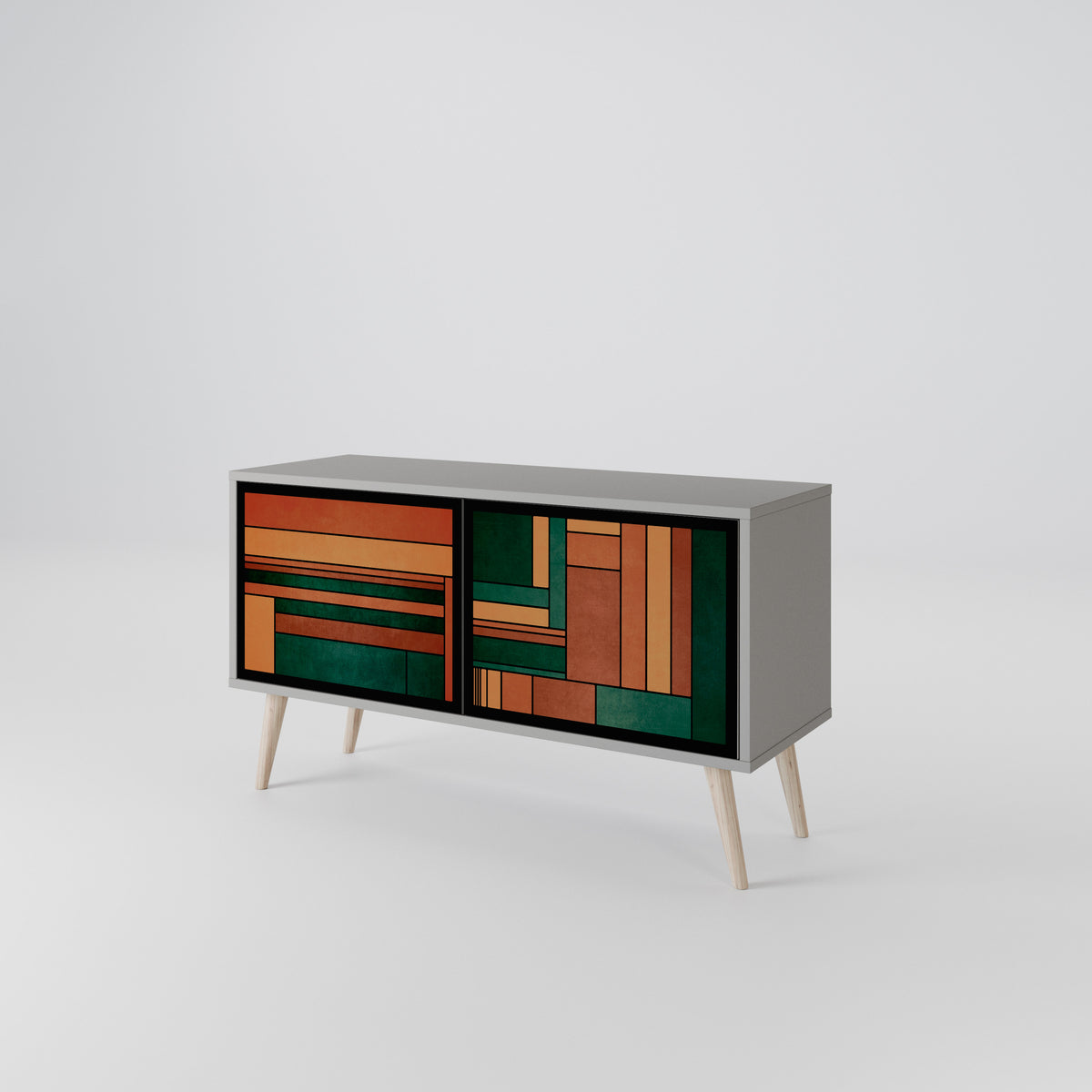 EARTHY FIGURES Kompakt TV-bänk med 2 dörrar