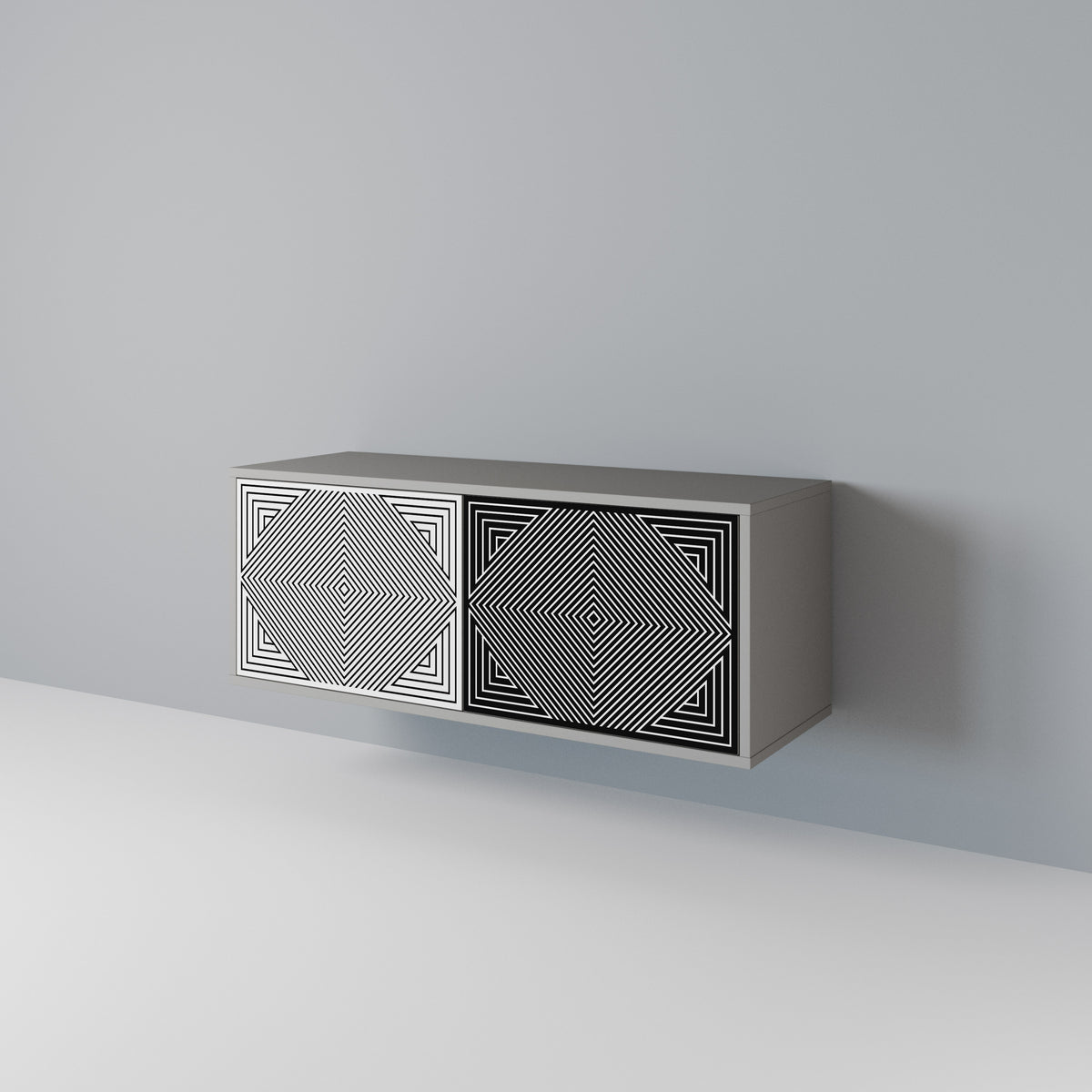 POLYGON ILLUSION Kompakt TV-bänk med 2 dörrar