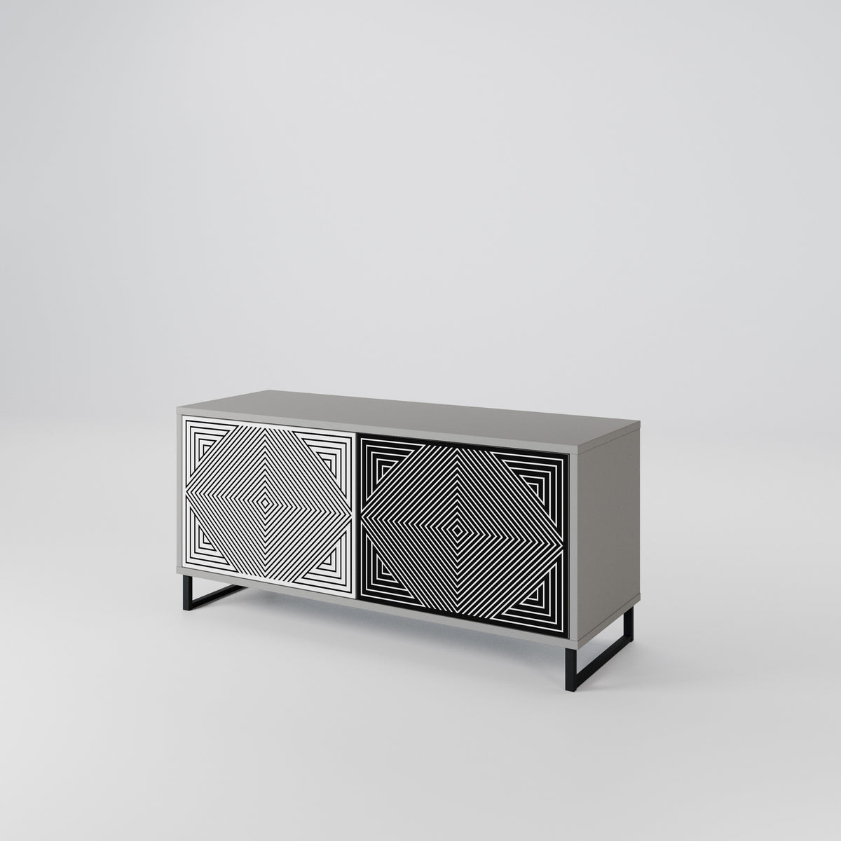POLYGON ILLUSION Kompakt TV-bänk med 2 dörrar