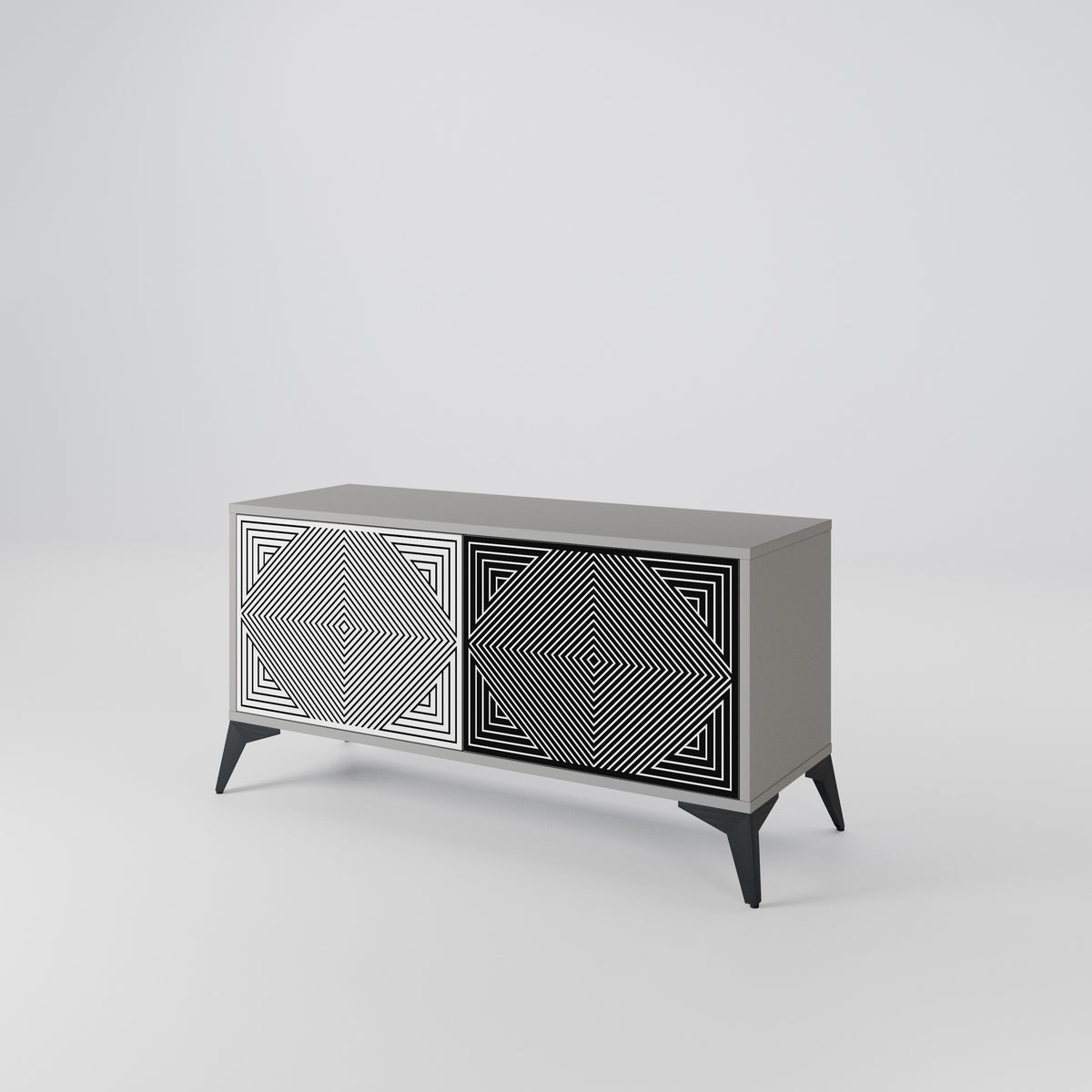 POLYGON ILLUSION Kompakt TV-bänk med 2 dörrar