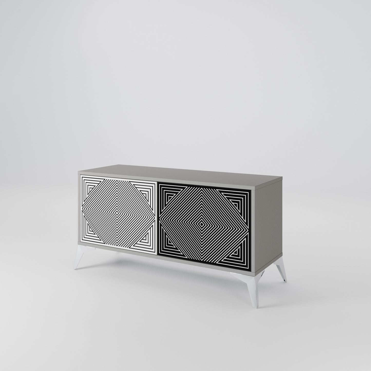 POLYGON ILLUSION Kompakt TV-bänk med 2 dörrar