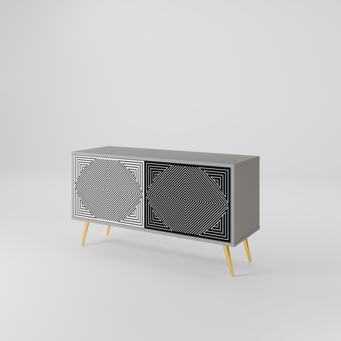 POLYGON ILLUSION Kompakt TV-bänk med 2 dörrar