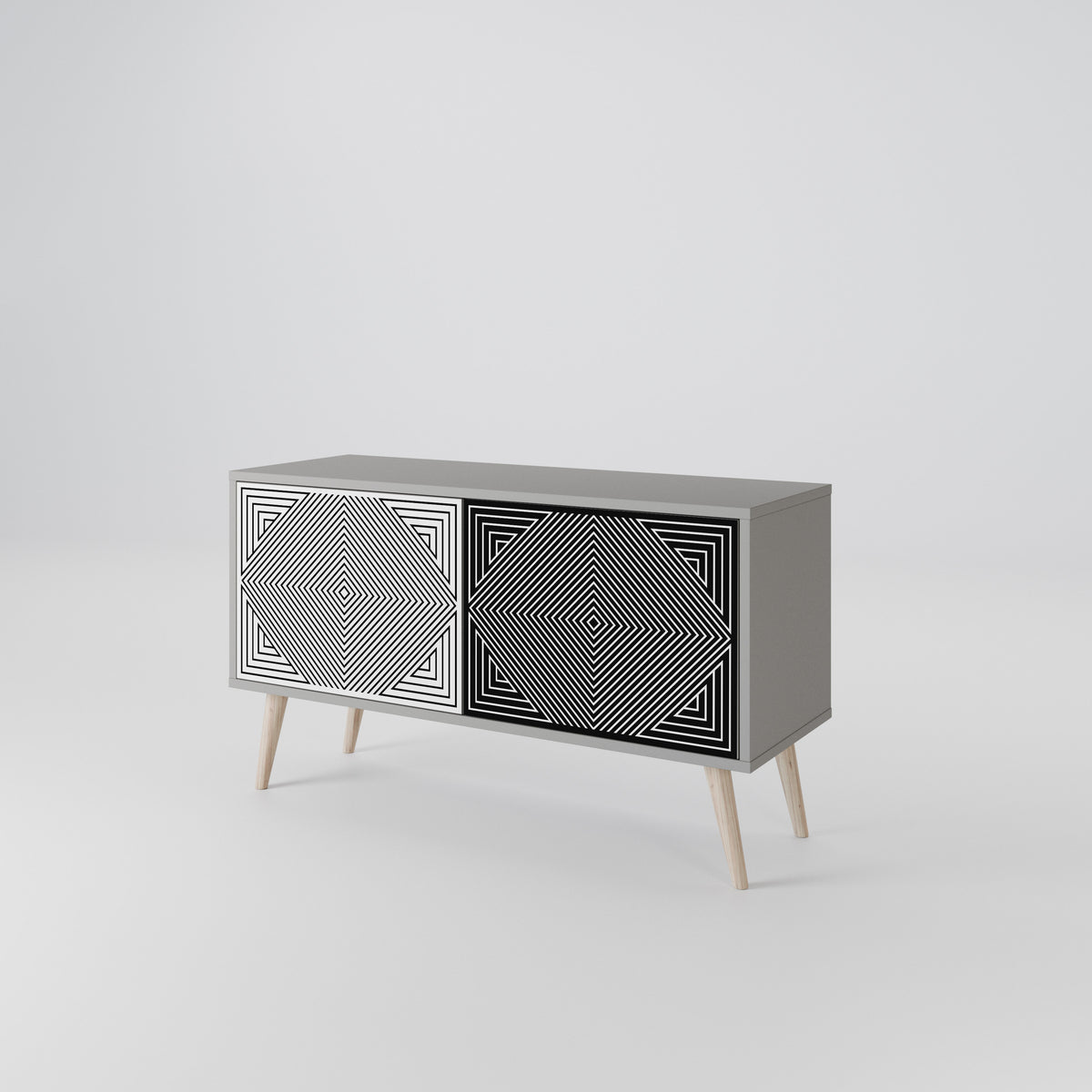 POLYGON ILLUSION Kompakt TV-bänk med 2 dörrar