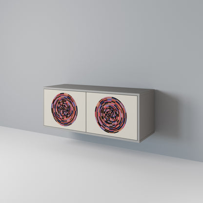 BROWN CIRCLES Kompakt TV-bänk med 2 dörrar