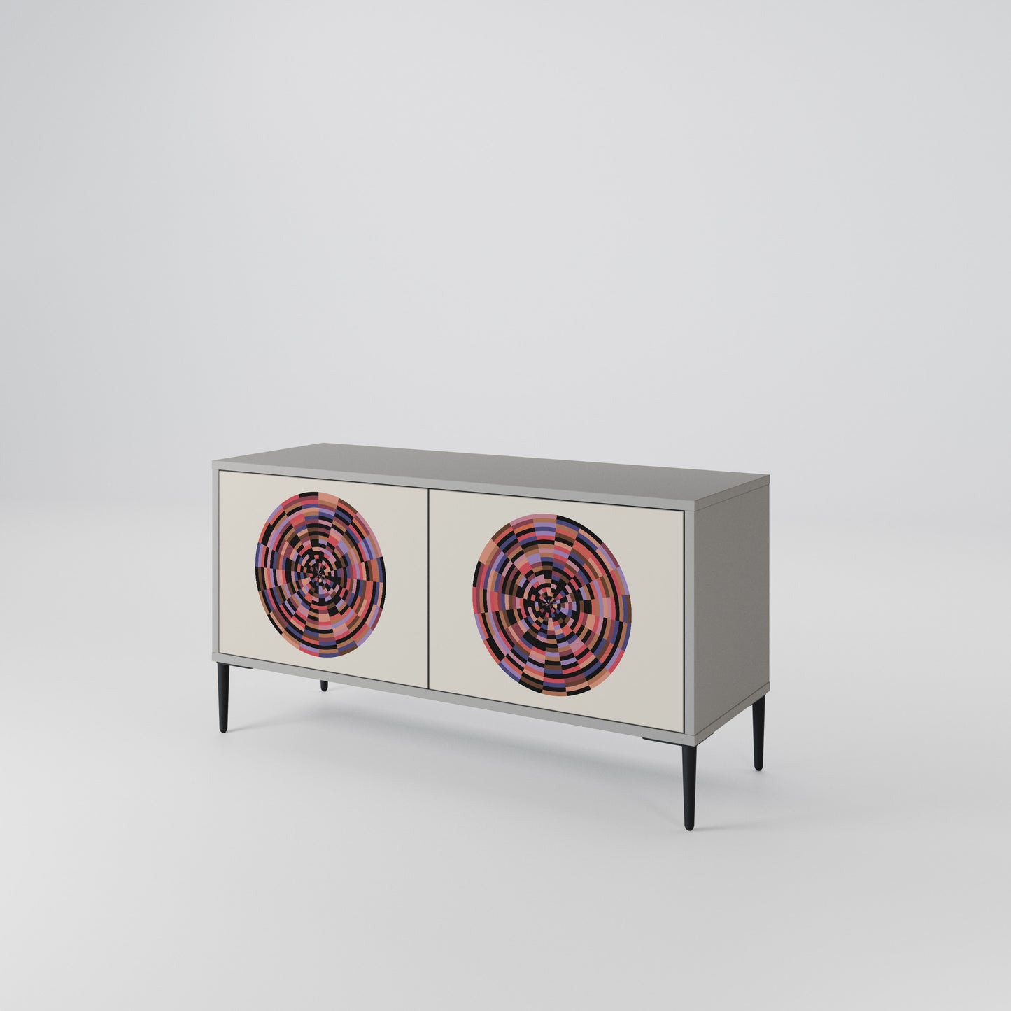 BROWN CIRCLES Kompakt TV-bänk med 2 dörrar