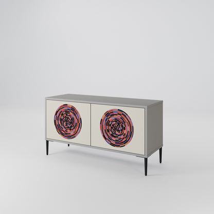 BROWN CIRCLES Kompakt TV-bänk med 2 dörrar
