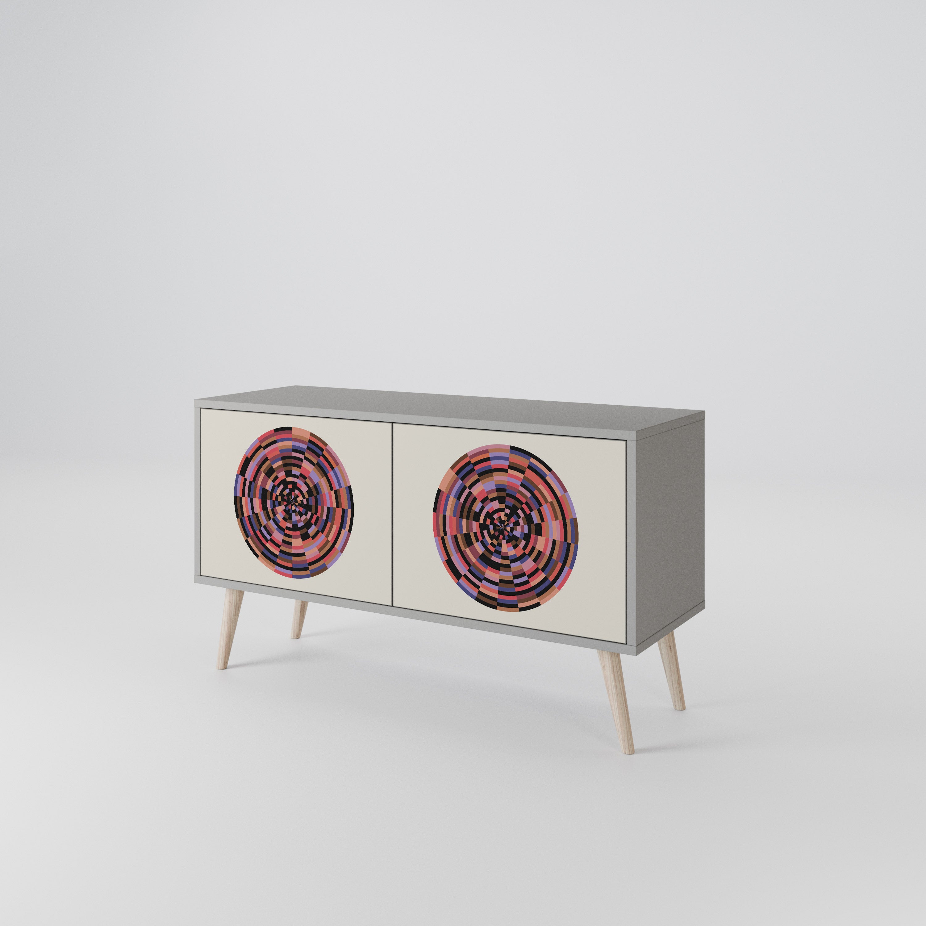 BROWN CIRCLES Compact 2-Door TV Cabinet