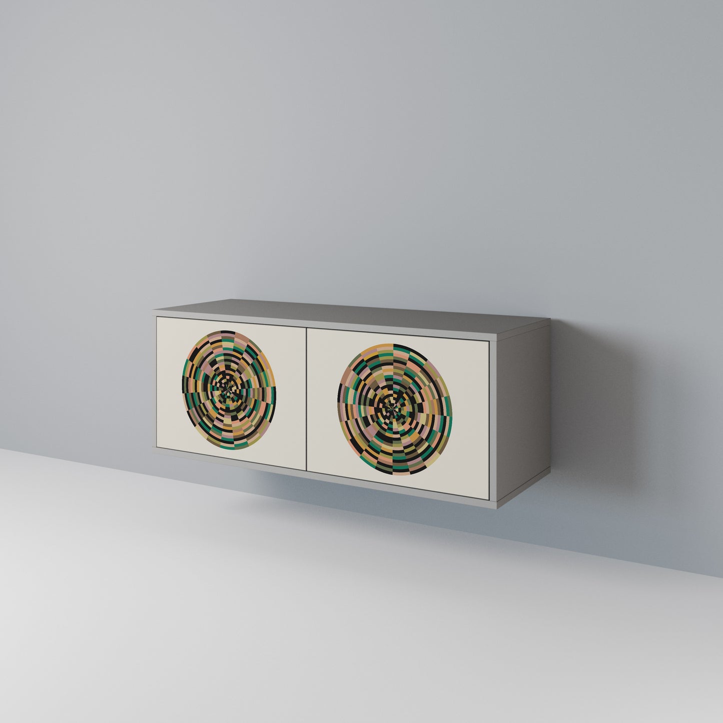 GREEN CIRCLES Kompakt TV-bänk med 2 dörrar
