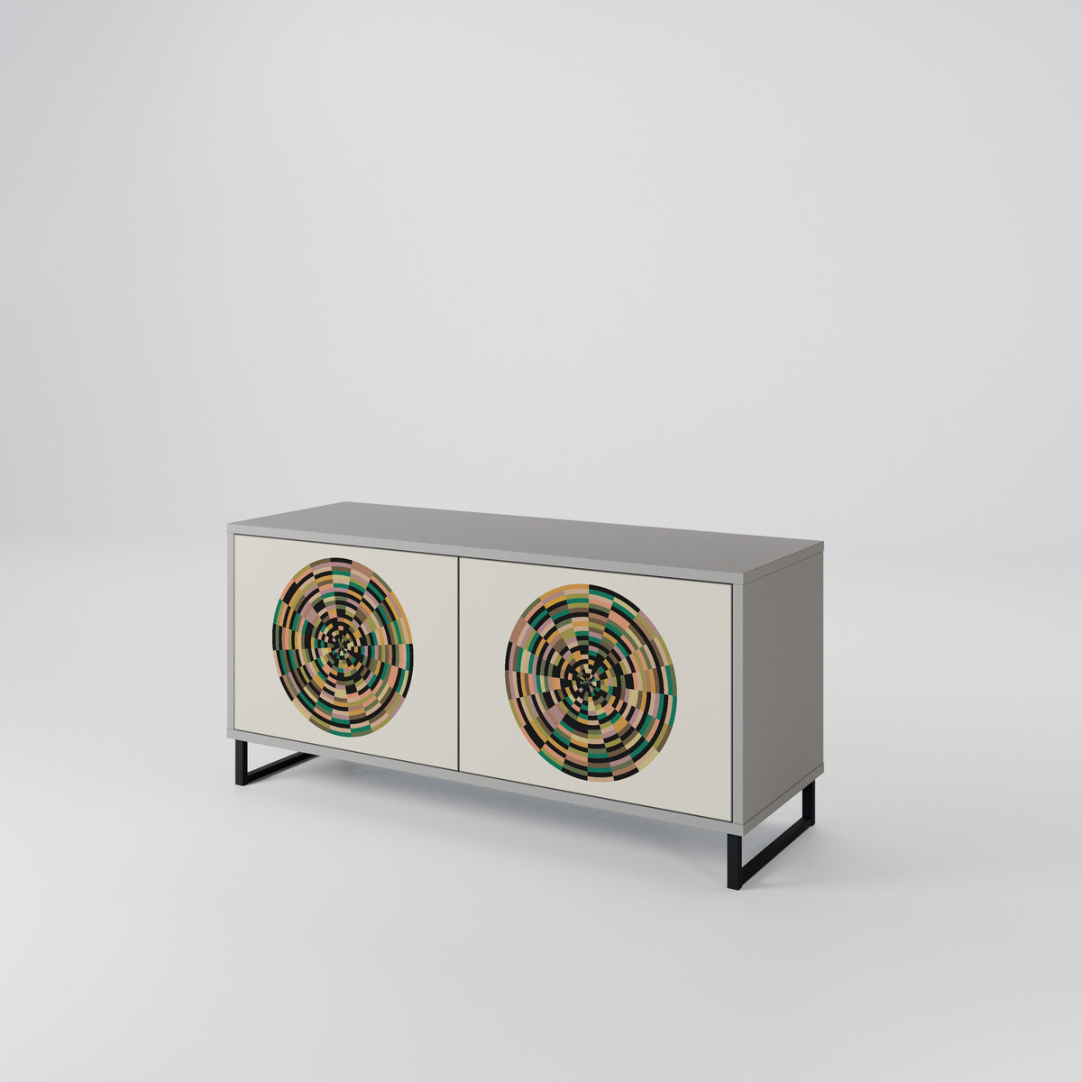 GREEN CIRCLES Kompakt TV-bänk med 2 dörrar