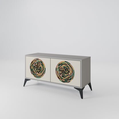 GREEN CIRCLES Kompakt TV-bänk med 2 dörrar
