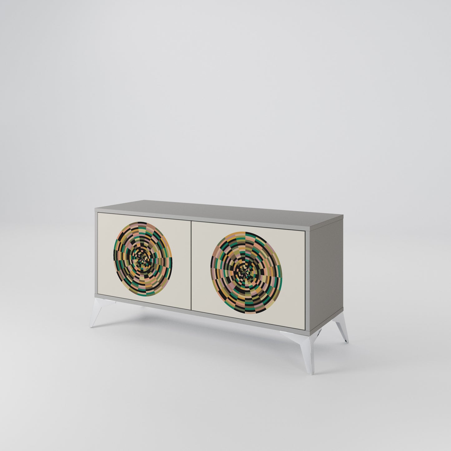 GREEN CIRCLES Kompakt TV-bänk med 2 dörrar
