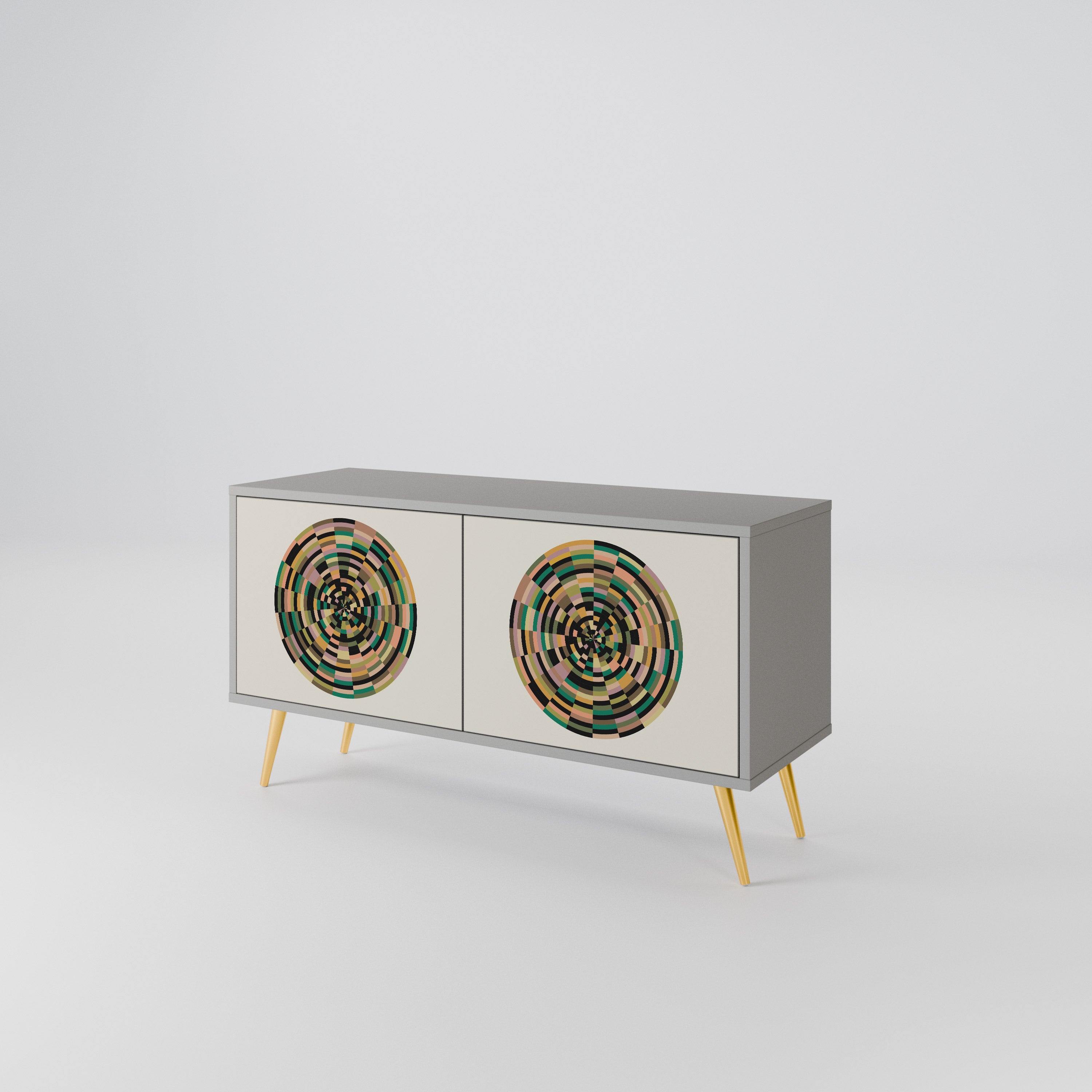 GREEN CIRCLES Compact 2-Door TV Cabinet