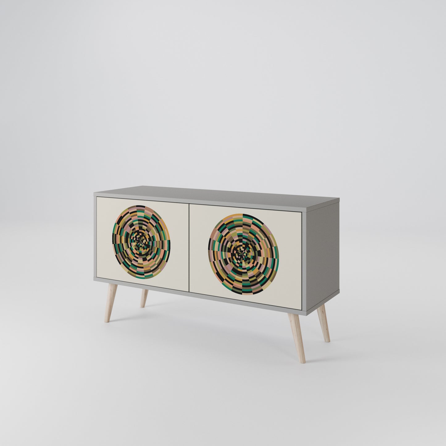 GREEN CIRCLES Kompakt TV-bänk med 2 dörrar