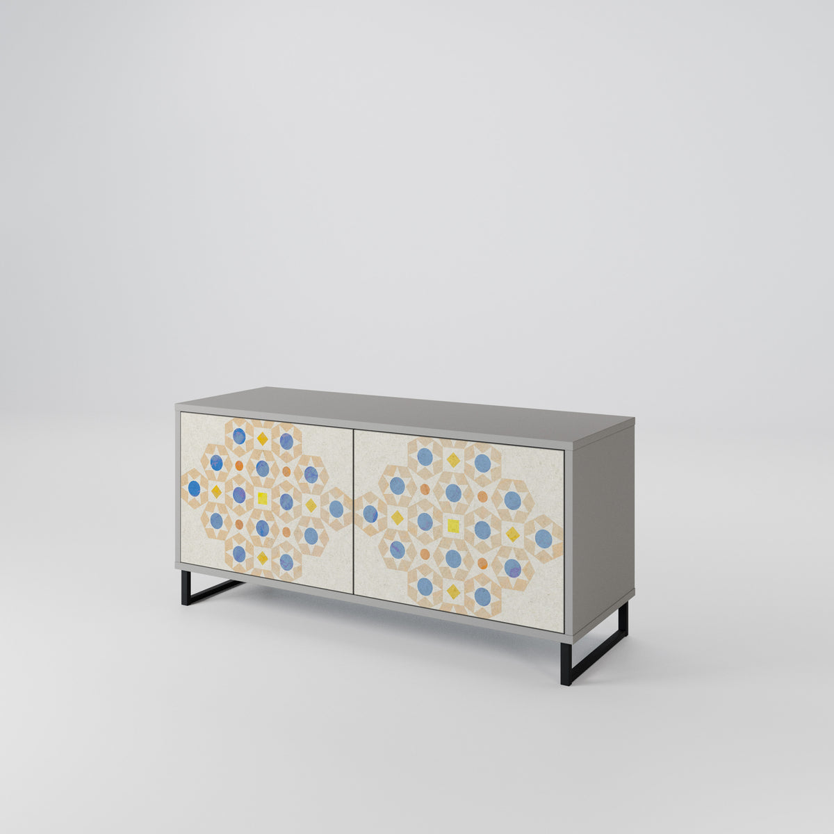 PATTERNED PRISM Kompakt TV-bänk med 2 dörrar