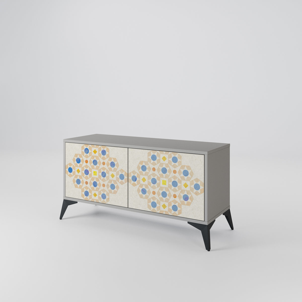 PATTERNED PRISM Kompakt TV-bänk med 2 dörrar