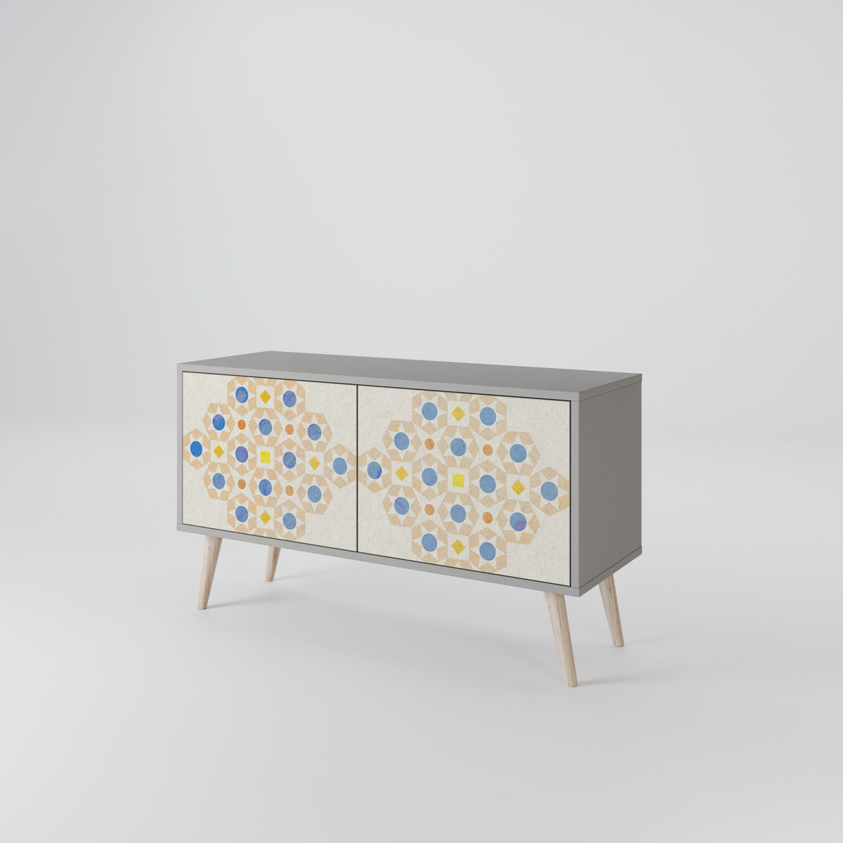 PATTERNED PRISM Kompakt TV-bänk med 2 dörrar