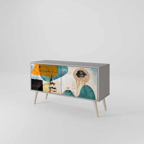 ABSTRACT FACES Compact 2-Door TV Cabinet