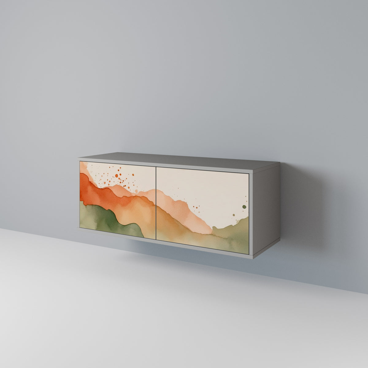 WATERCOLOUR PEAKS Kompakt TV-bänk med 2 dörrar