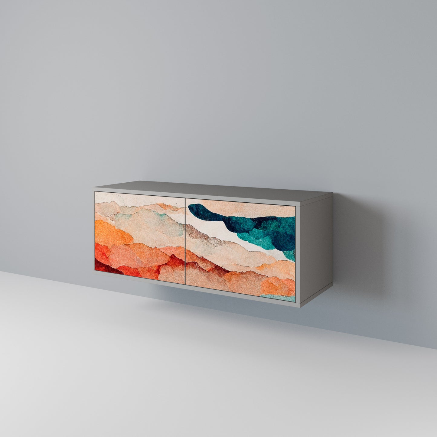 ABSTRACT LANDSCAPE Kompakt TV-bänk med 2 dörrar