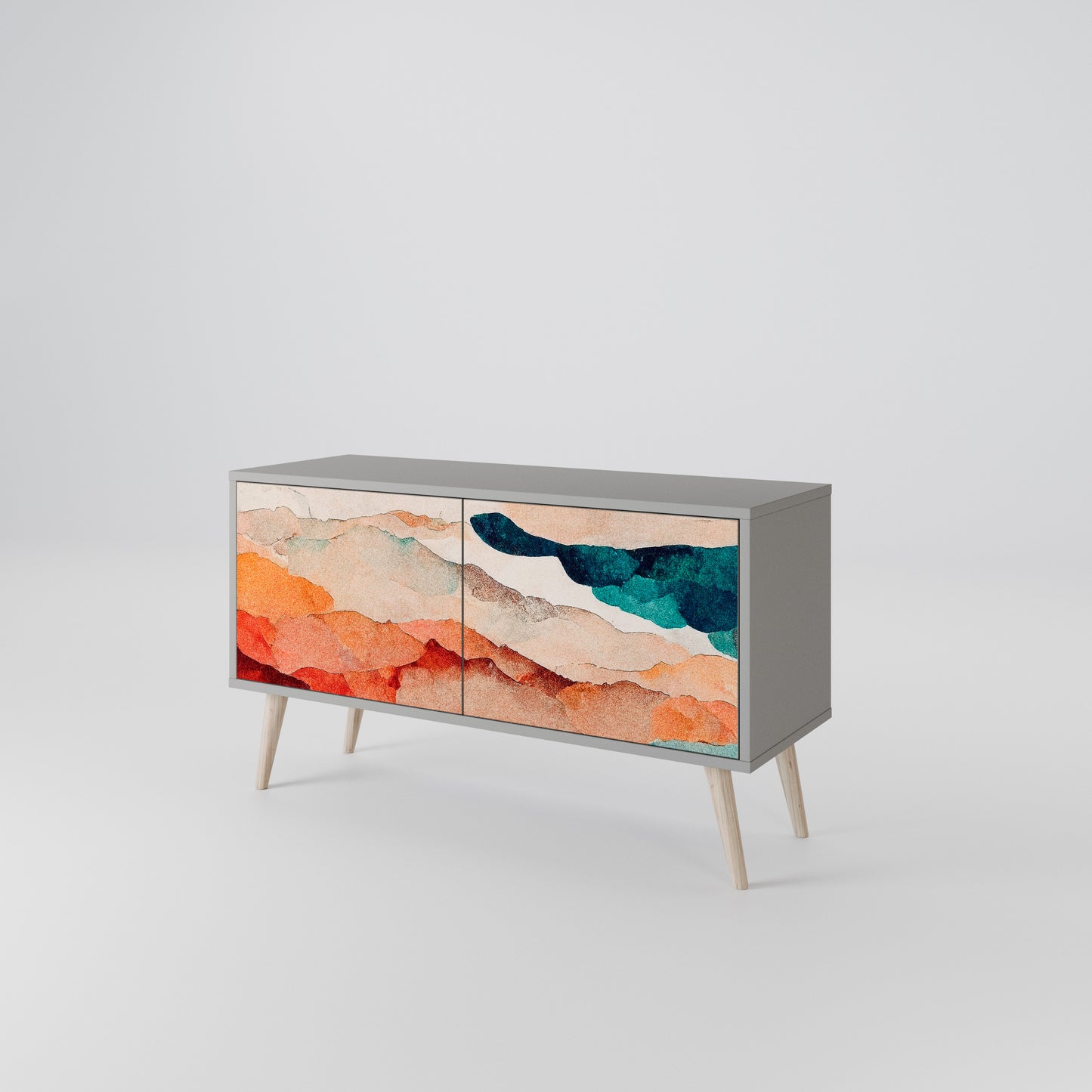 ABSTRACT LANDSCAPE Kompakt TV-bänk med 2 dörrar
