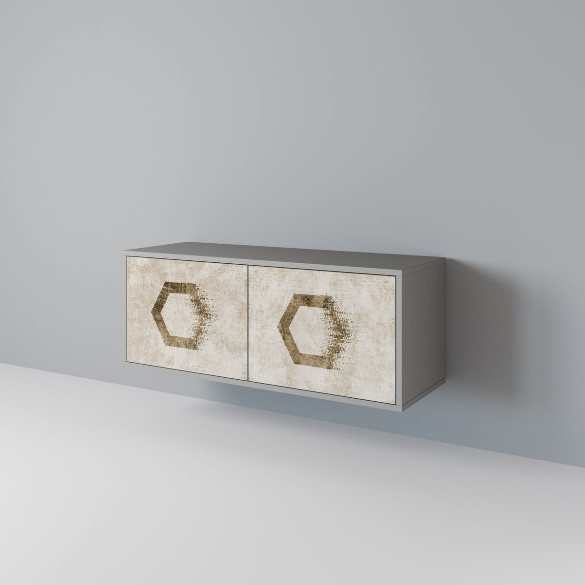 HEXAGONAL SHAPES Kompakt TV-bänk med 2 dörrar