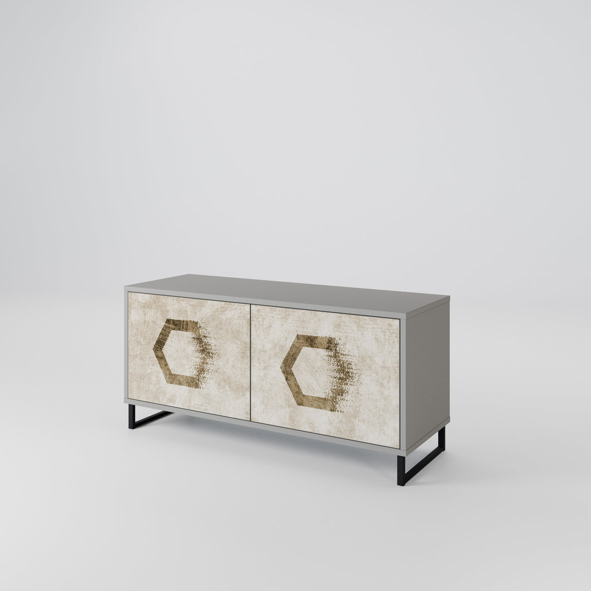HEXAGONAL SHAPES Kompakt TV-bänk med 2 dörrar