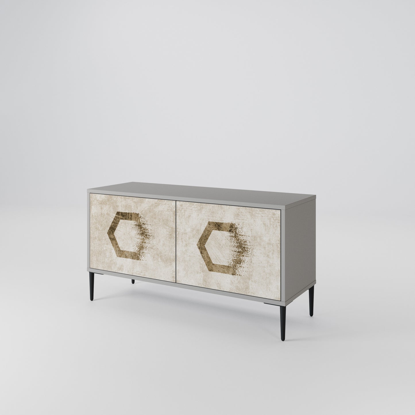 HEXAGONAL SHAPES Kompakt TV-bänk med 2 dörrar