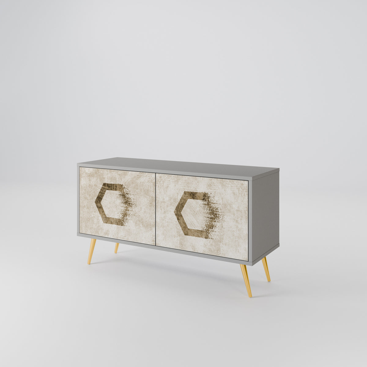HEXAGONAL SHAPES Kompakt TV-bänk med 2 dörrar