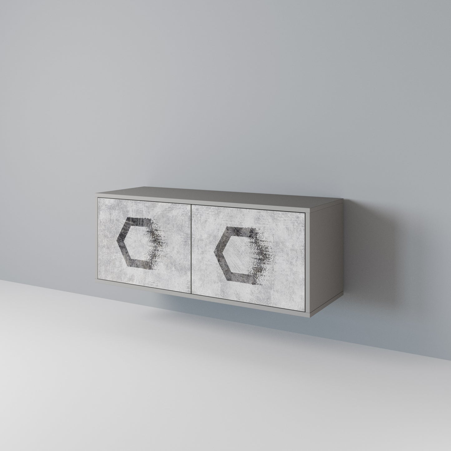 HEXAGONAL FIGURES Kompakt TV-bänk med 2 dörrar